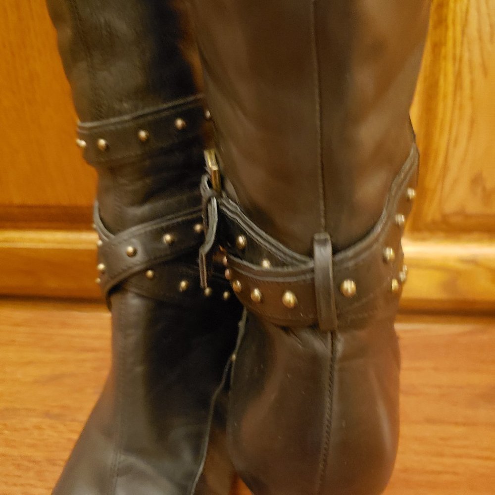 Women's Black Leather Boots - Picture 4 of 14